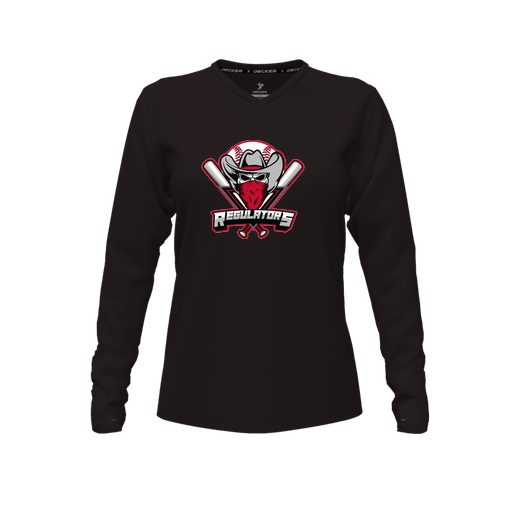 [FTLVPTBK-FYXS-LOGO1] Decker Performance T-Shirt (Female Youth XS, Black, V Neck, Logo 1, Long Sleeve)